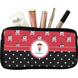Girl's Pirate & Dots Makeup / Cosmetic Bag - Small (Personalized)