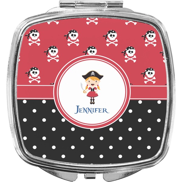 Custom Girl's Pirate & Dots Compact Makeup Mirror (Personalized)