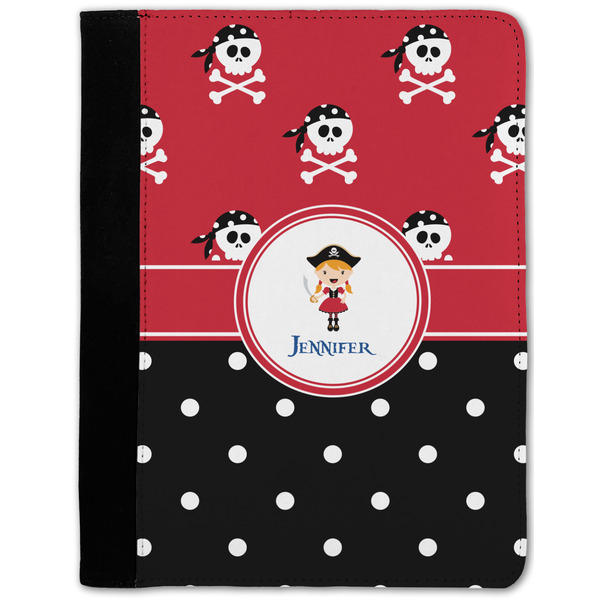 Custom Girl's Pirate & Dots Notebook Padfolio - Medium w/ Name or Text
