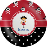 Girl's Pirate & Dots Melamine Salad Plate - 8" (Personalized)