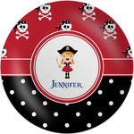 Girl's Pirate & Dots Melamine Plate (Personalized)