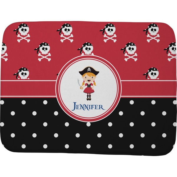 Custom Girl's Pirate & Dots Memory Foam Bath Mat - 48"x36" (Personalized)