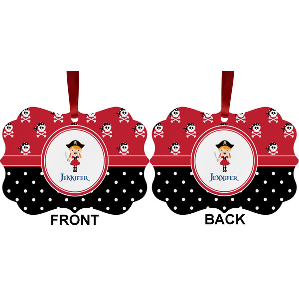Girl's Pirate & Dots Metal Benilux Ornament - Front and Back (APPROVAL)