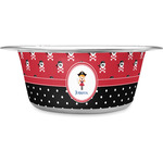 Girl's Pirate & Dots Stainless Steel Dog Bowl - Medium (Personalized)