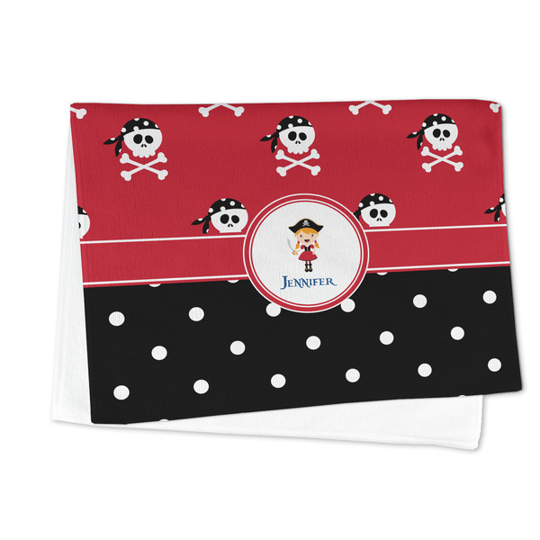 Girl's Pirate & Dots Microfiber Dish Towel - FOLDED HALF