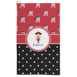 Girl's Pirate & Dots Microfiber Golf Towel - Large (Personalized)