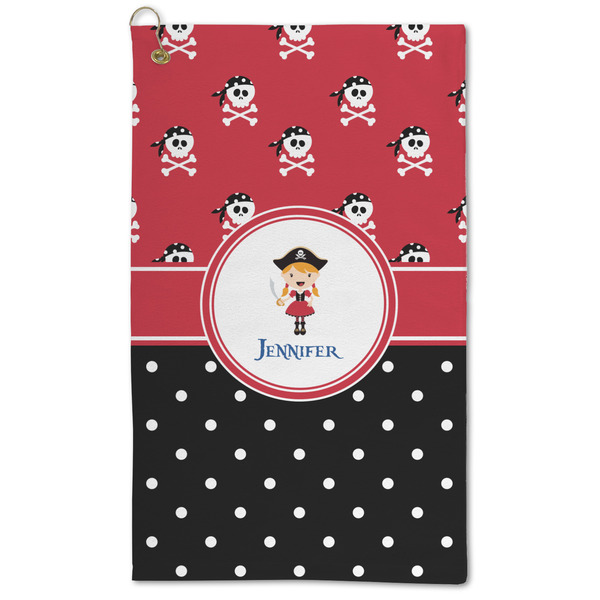 Custom Girl's Pirate & Dots Microfiber Golf Towel (Personalized)