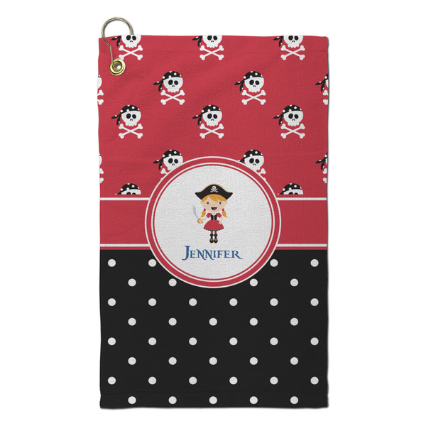 Custom Girl's Pirate & Dots Microfiber Golf Towel - Small (Personalized)