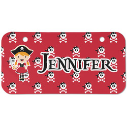 Girl's Pirate & Dots Mini/Bicycle License Plate (2 Holes) (Personalized)