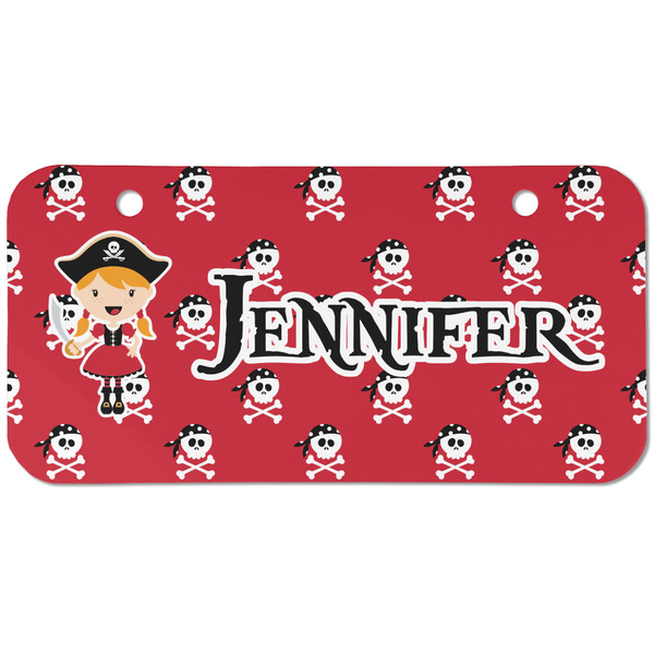 Custom Girl's Pirate & Dots Mini/Bicycle License Plate (2 Holes) (Personalized)