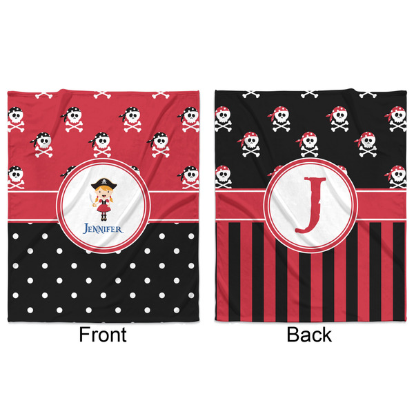 Girl's Pirate & Dots Minky Blanket - 50"x60" - Double Sided - Front & Back