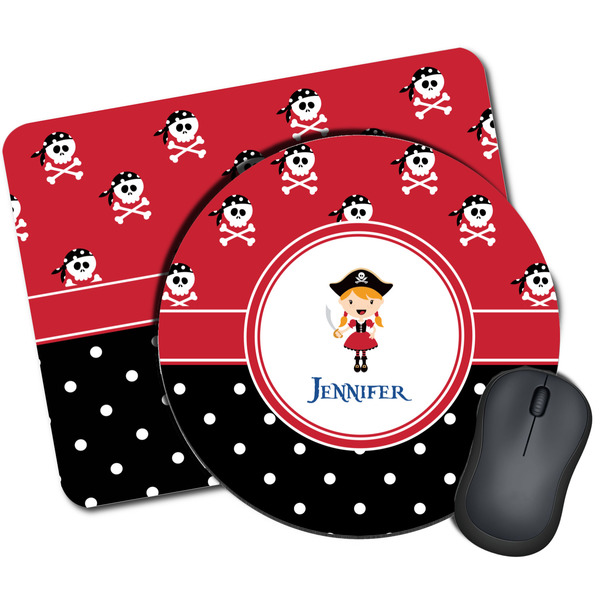 Custom Girl's Pirate & Dots Mouse Pad (Personalized)