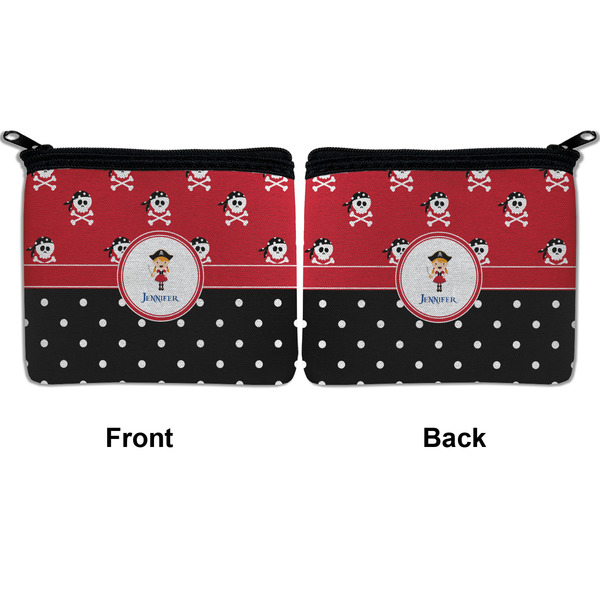 Girl's Pirate & Dots Neoprene Coin Purse - Front & Back (APPROVAL)
