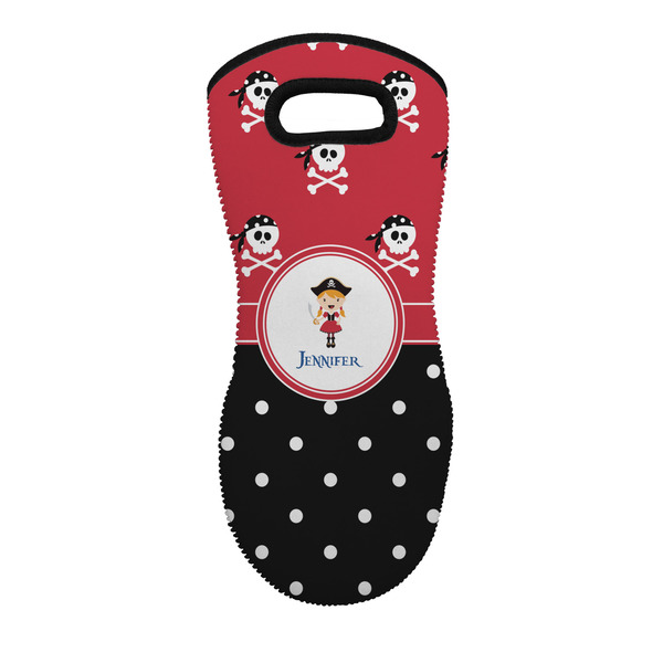 Custom Girl's Pirate & Dots Neoprene Oven Mitt - Single w/ Name or Text