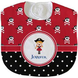 Girl's Pirate & Dots Velour Baby Bib w/ Name or Text