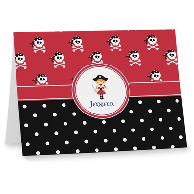 Girl's Pirate & Dots Note cards (Personalized)