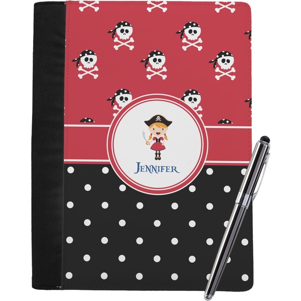 Custom Girl's Pirate & Dots Notebook Padfolio - Large w/ Name or Text