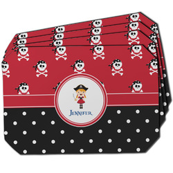 Girl's Pirate & Dots Dining Table Mat - Octagon w/ Name or Text