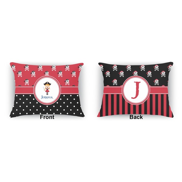 Girl's Pirate & Dots  Outdoor Rectangular Throw Pillow (Front and Back)