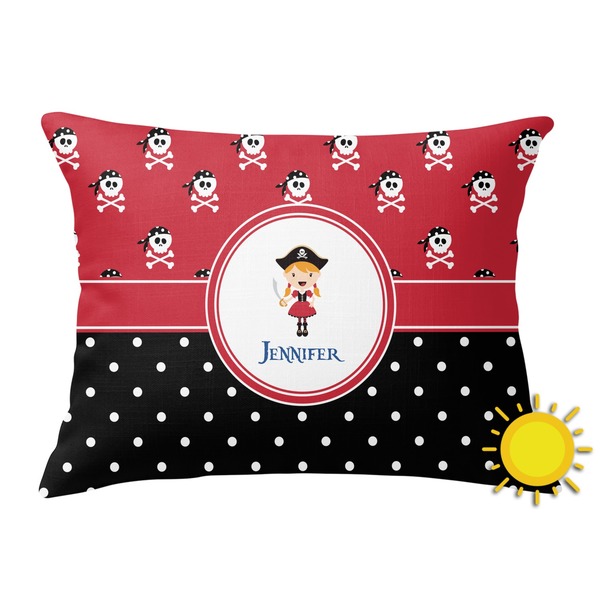 Custom Girl's Pirate & Dots Outdoor Throw Pillow (Rectangular) (Personalized)