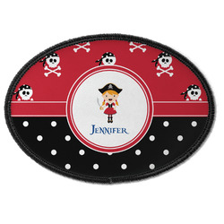Girl's Pirate & Dots Iron On Oval Patch w/ Name or Text