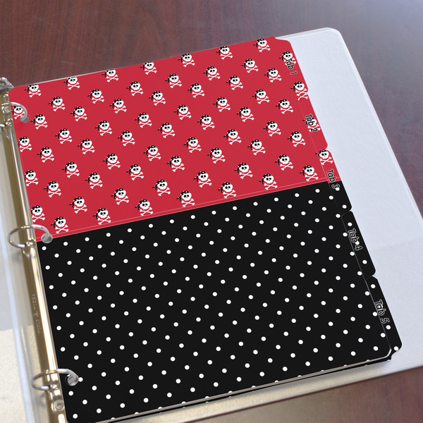 Girl's Pirate & Dots Page Dividers - Set of 5 - In Context