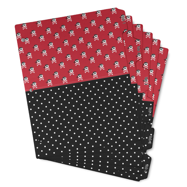 Custom Girl's Pirate & Dots Binder Tab Divider - Set of 6 (Personalized)