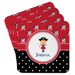Girl's Pirate & Dots Paper Coasters w/ Name or Text