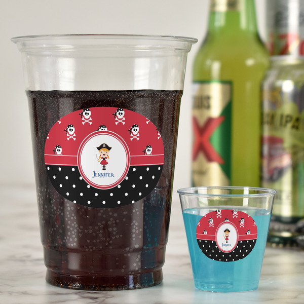 Girl's Pirate & Dots Party Cups - 16oz - In Context