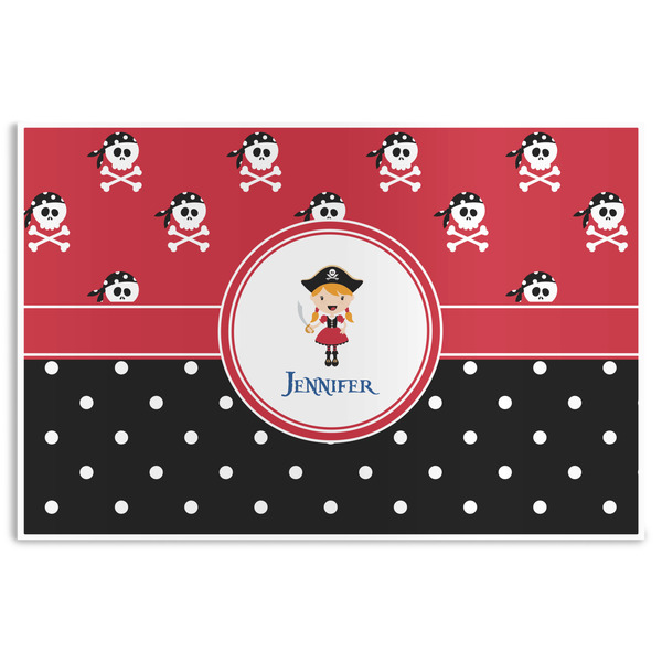 Custom Girl's Pirate & Dots Disposable Paper Placemats (Personalized)