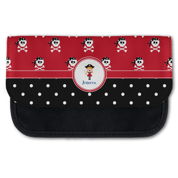 Custom Girl's Pirate & Dots Canvas Pencil Case w/ Name or Text