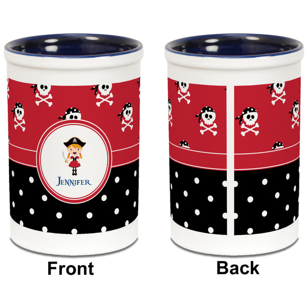 Girl's Pirate & Dots Pencil Holder - Blue - approval