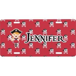 Girl's Pirate & Dots Front License Plate (Personalized)