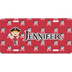 Girl's Pirate & Dots Front License Plate (Personalized)