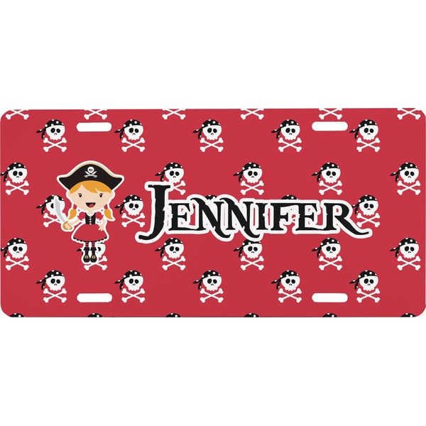 Custom Girl's Pirate & Dots Front License Plate (Personalized)