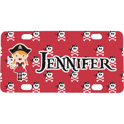 Girl's Pirate & Dots Mini / Bicycle License Plate (4 Holes) (Personalized)