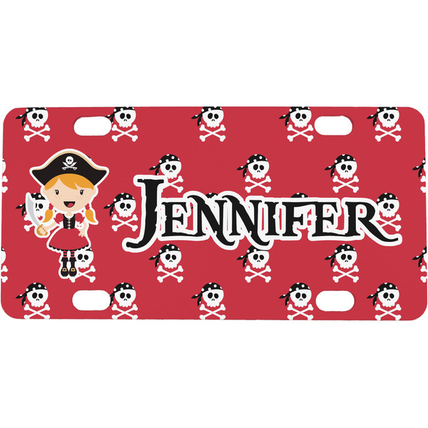 Custom Girl's Pirate & Dots Mini / Bicycle License Plate (4 Holes) (Personalized)