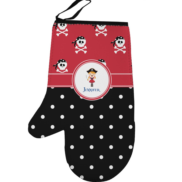 Girl's Pirate & Dots Personalized Oven Mitt - Left