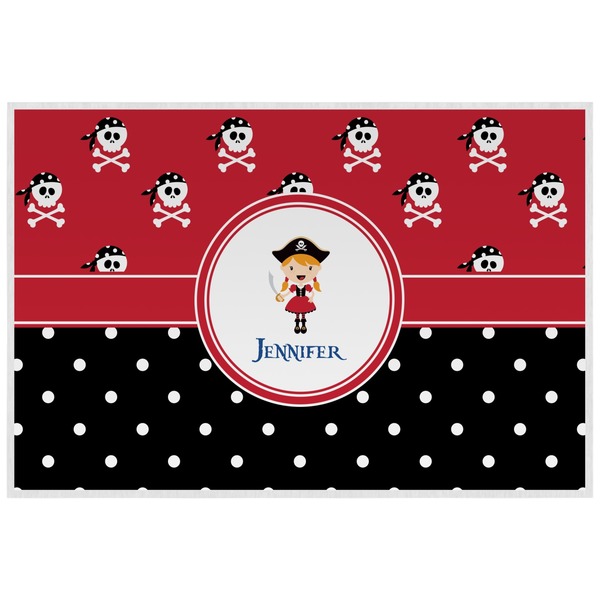Custom Girl's Pirate & Dots Laminated Placemat w/ Name or Text