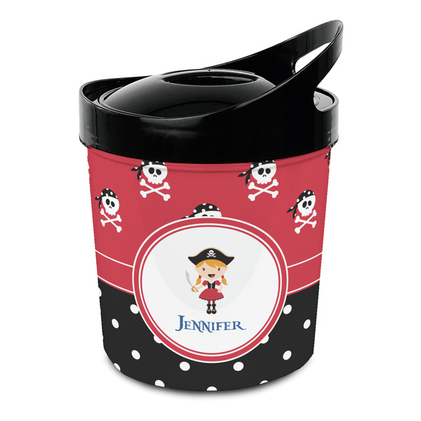 Custom Girl's Pirate & Dots Plastic Ice Bucket (Personalized)