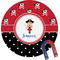 Girl's Pirate & Dots Round Fridge Magnet (Personalized)