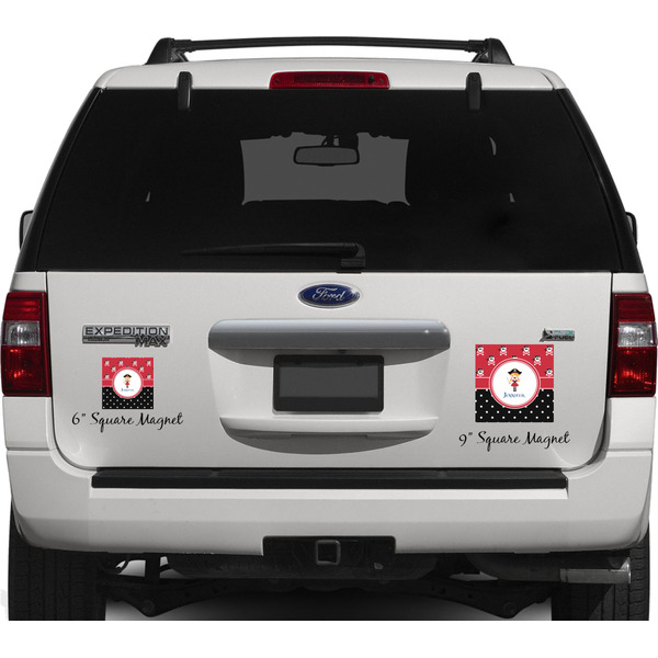 Girl's Pirate & Dots Personalized Square Car Magnets on Ford Explorer