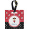 Girl's Pirate & Dots Plastic Luggage Tag - Square w/ Name or Text