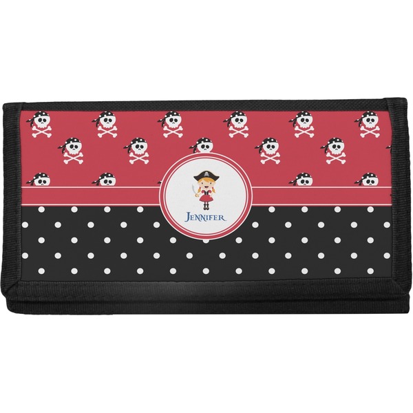 Custom Girl's Pirate & Dots Canvas Checkbook Cover (Personalized)