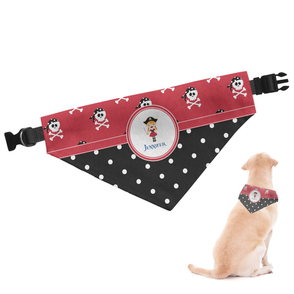Custom Girl's Pirate & Dots Dog Bandana - Large (Personalized)