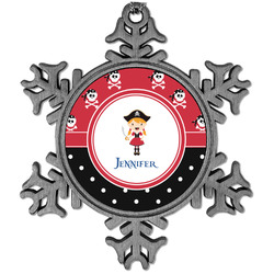 Girl's Pirate & Dots Vintage Snowflake Ornament (Personalized)