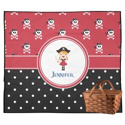 Girl's Pirate & Dots Outdoor Picnic Blanket (Personalized)