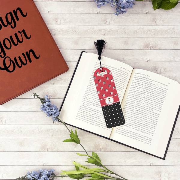 Girl's Pirate & Dots Plastic Bookmarks - In Context