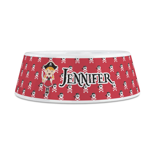 Girl's Pirate & Dots Plastic Dog Bowls - Medium - FRONT