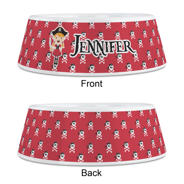 Girl's Pirate & Dots Plastic Pet Bowls - Medium - APPROVAL